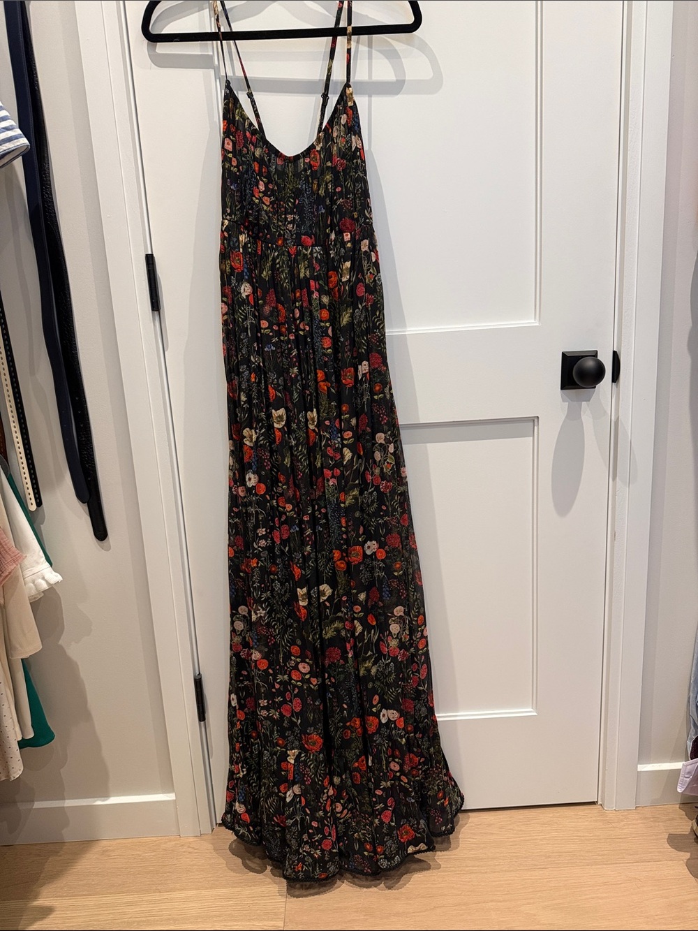 Black Floral Maxi Dress with Spaghetti Straps